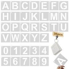 36 Pcs 4 Inch Reusable Letter Stencils and Numbers Template Kits for Wood Wall