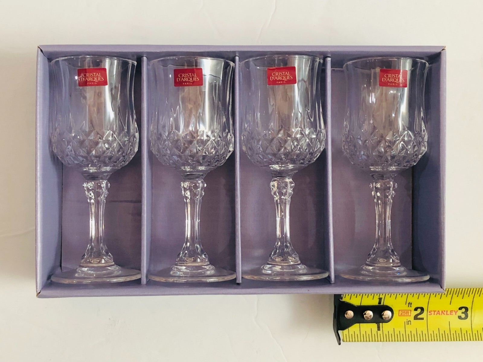 Vtg Cristal D'Arques Paris Longchamp Ultra Clear Wine Glasses 2 Oz