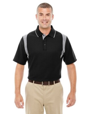 Devon & Jones Mens Short Sleeve Polo Shirt XL Black Gray Colorblock Cotton NWT