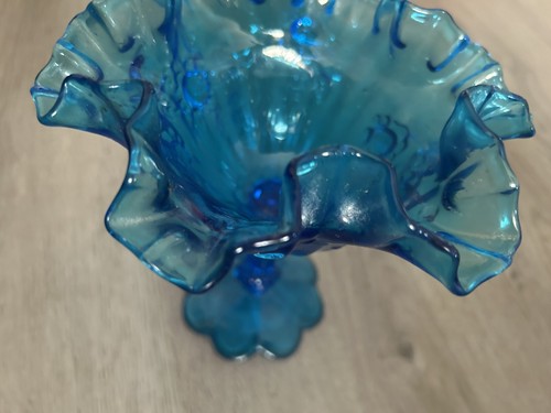Fenton Blue Rose Pedestal Compot Dish D25 - Picture 5 of 8