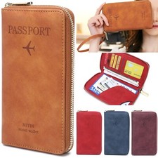 Wristlet RFID Blocking Leather Passport Travel Wallet ID Card Holder Cover Case