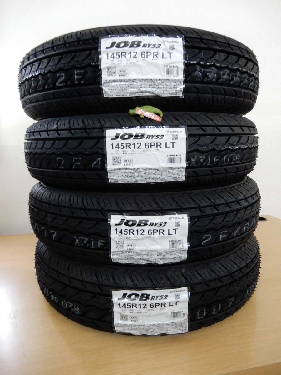 4 Tires, Yokohama JOB RY52 145R12 6PR LT (145/80R12) for JDM Kei Truck