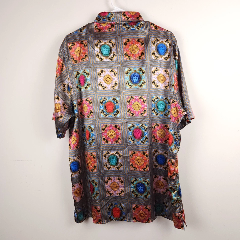 Prestige Original Shirt Men XL Gray Blue Red Vibrant Colorful Faces Button Up * - Image 2 of 4