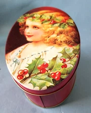 Vintage Mrs. Grossman's Paper and Co Decorative Tin Box 6" Enesco Christmas 1984