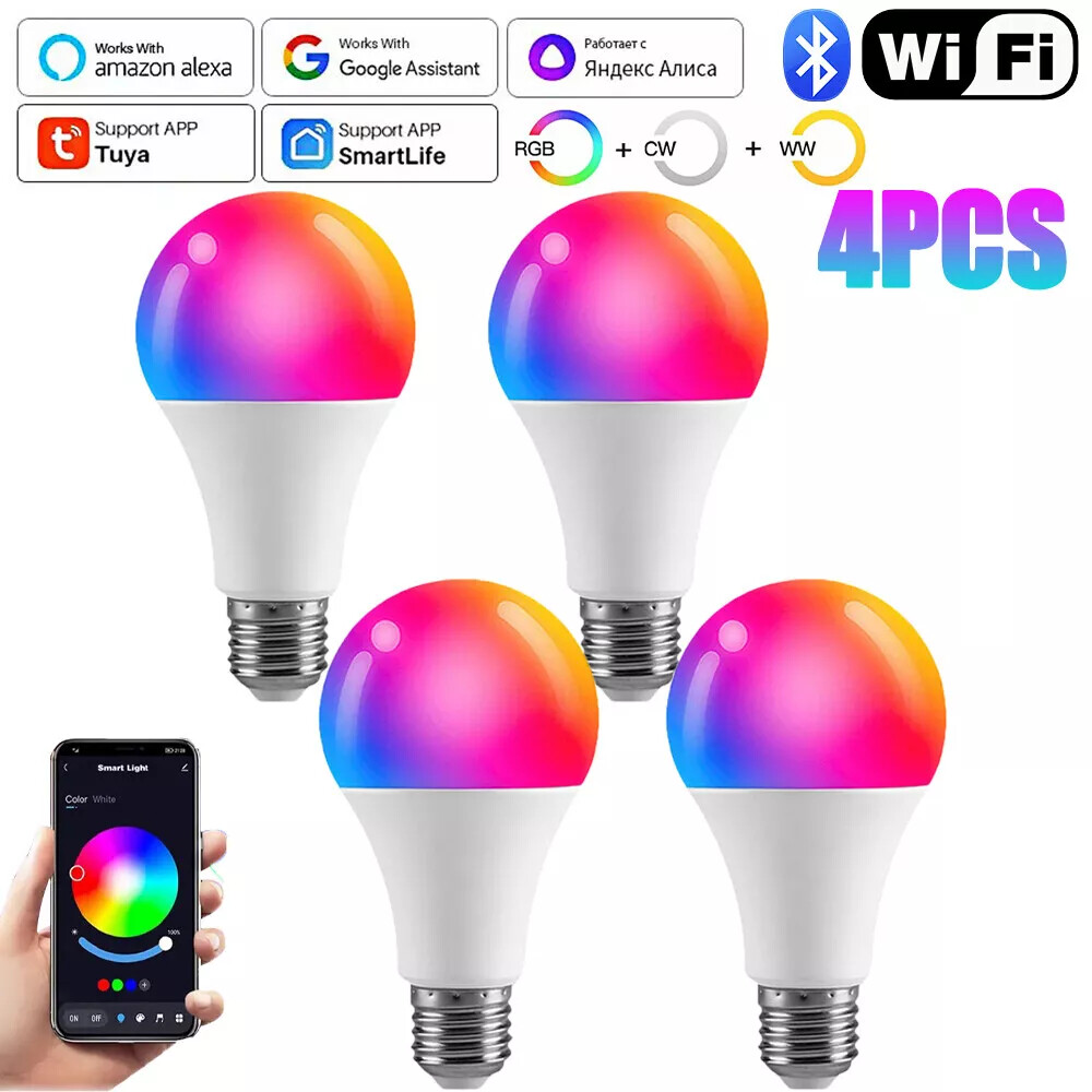 Wifi Smart Bulb 15W E27  Dimmable RGBCW LED Lamp Amazon Alexa Google Tuya App-image