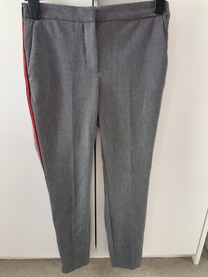 Zara Grey Trousers With Red Side Stripe Size Small UK