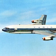Vintage 1950s VARIG Boeing 707 Rolls Royce Airplane Brazil Airline Postcard