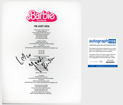 MARK RONSON SIGNED BARBIE I'M JUST KEN LYRICS SHEET w/PROOF