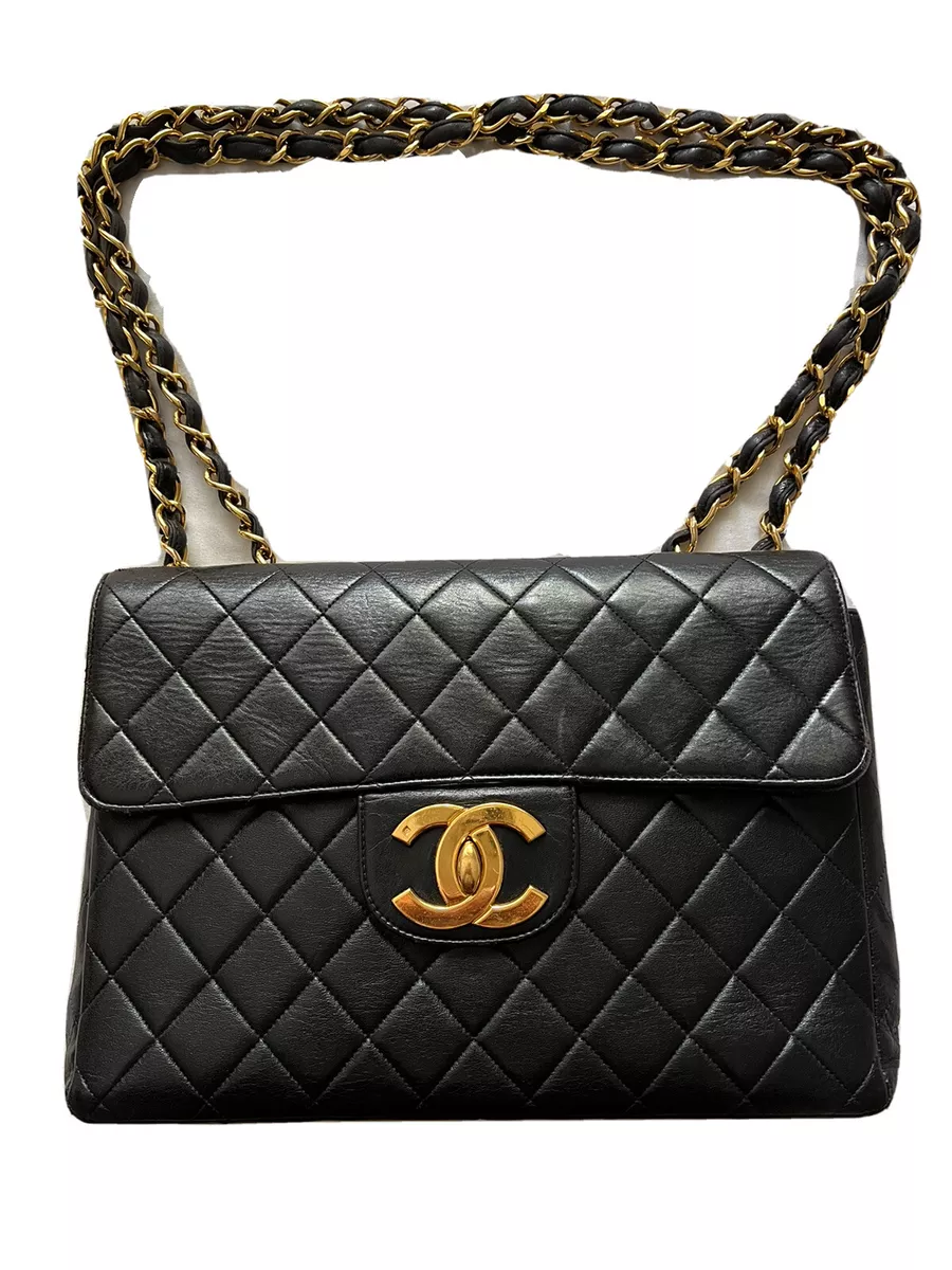 Chanel Champagne Lambskin Leather Quilted Jumbo Classic Double Flap SHW  3CC0123 