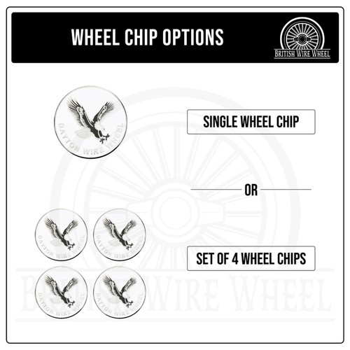 Dayton Eagle Chrome & White Metal Wheel Chip Emblems | 2.25" | Set or Single - Picture 2 of 21