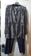 NWT Designer Formal Pantsuit in Navy w/silver sz 14- retail 279