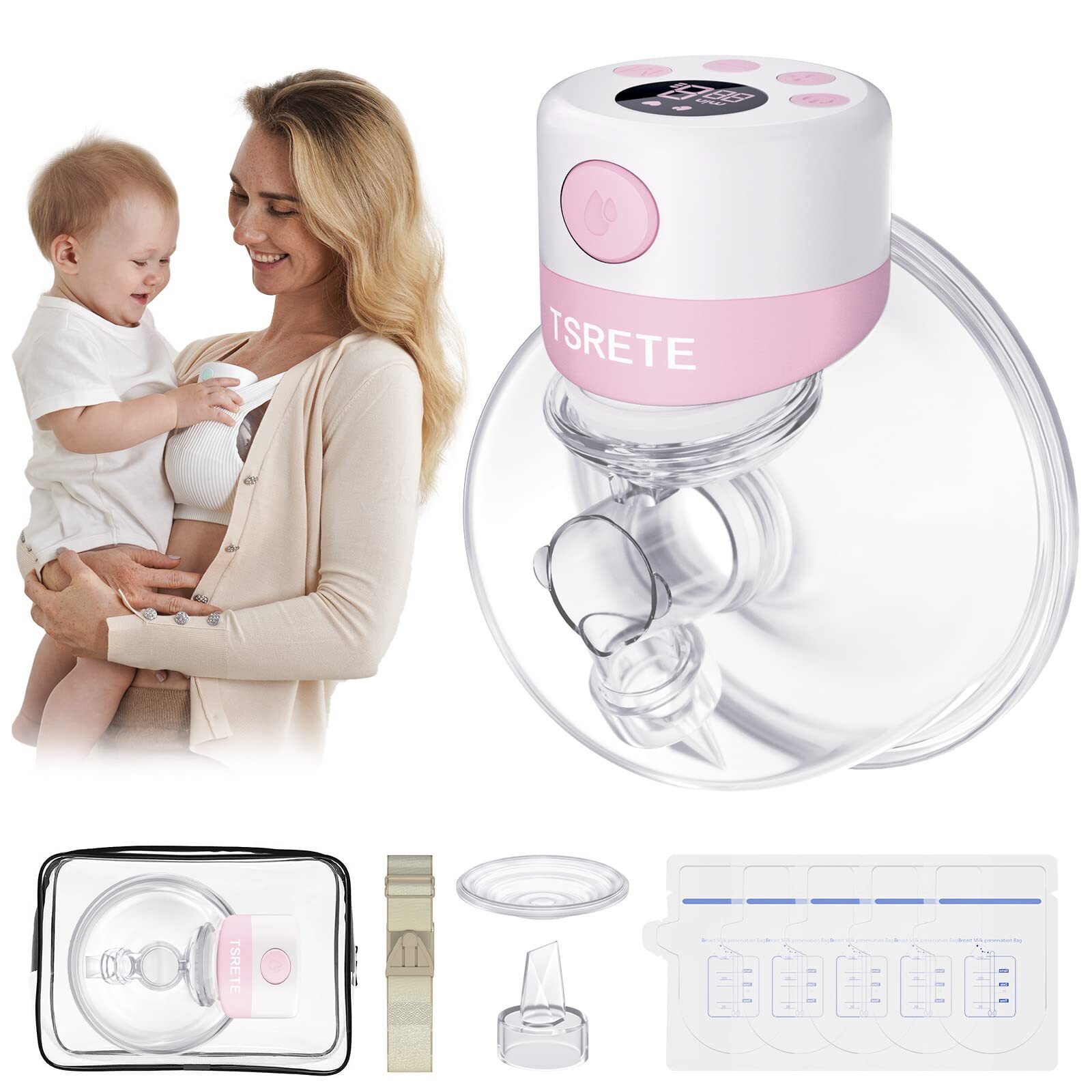 Breast Pump, Wearable Breast Pump, Hands-Free Breast Pumps with 2 Modes, 9 Le...-image