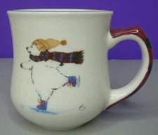 Pfaltzgraff Holiday Snow Bear/Polar Bear on Ice Skates Mug 12 Oz Like Nu