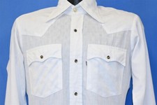 vintage 70s LEVIS WHITE SOLID JACQUARD WESTERN YOKE PEARL SNAP COWBOY SHIRT S