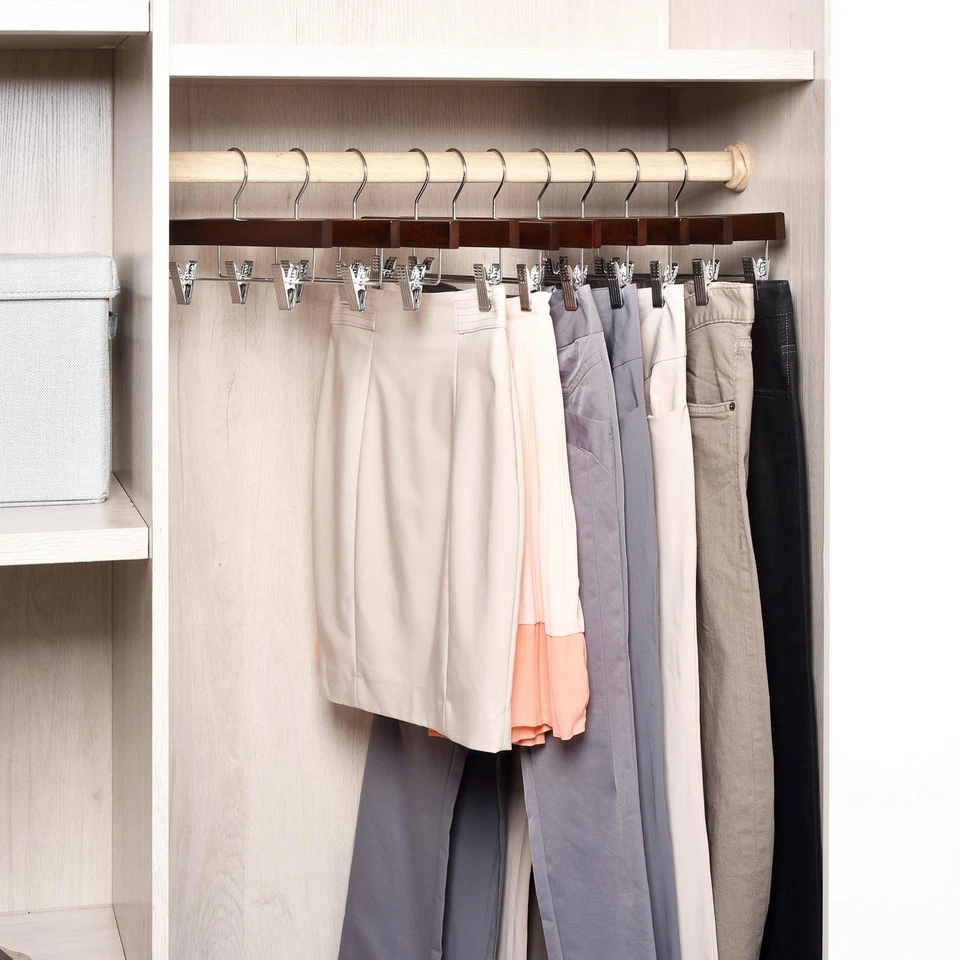 Retro Hosenbügel aus Holz mit 2 verstellbaren Clips, Rock & Hose aus Walnussholz - Bild 3 von 4