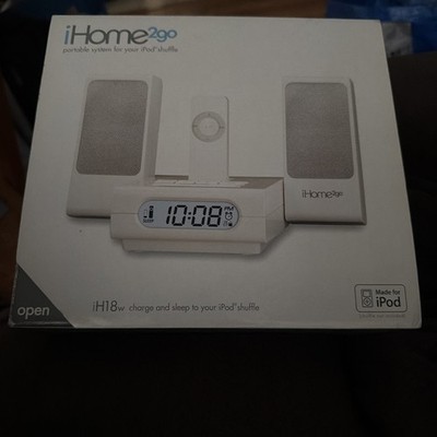iHome 2go IH18 Portable iPod Speaker System w/ Alarm Clock FOR IPOD SHUFFLE