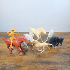 Vintage Tim-Mee Plastic Cowboy Horses Buffalo Lot Mixed