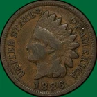 1886 Type 2 Indian Head Cent Choice Good G+ Coin #39507