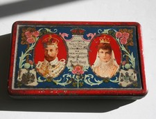 Souvenir Tin – Fry’s BRISTOL 1911 King George V & Mary Coronation & postcard ad