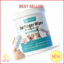 MEDUWEDU Wider Ear Cleaner Finger Wipes 60 Counts, Dog Ear Cleaner, Grooming Kit