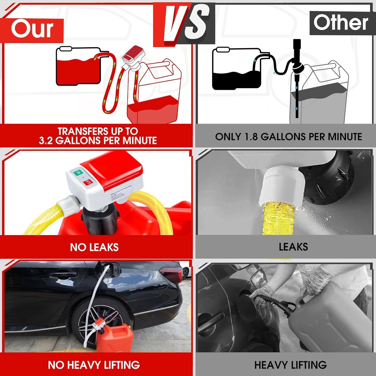 Compact Fuel Transfer Pump with Auto-Stop Sensor | 4 Adapters for Versatility thumbnail 6