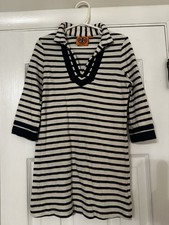 Tory Burch Girls Striped Cotton Tunic Dress Beach Coverup Small Nautical Preppy