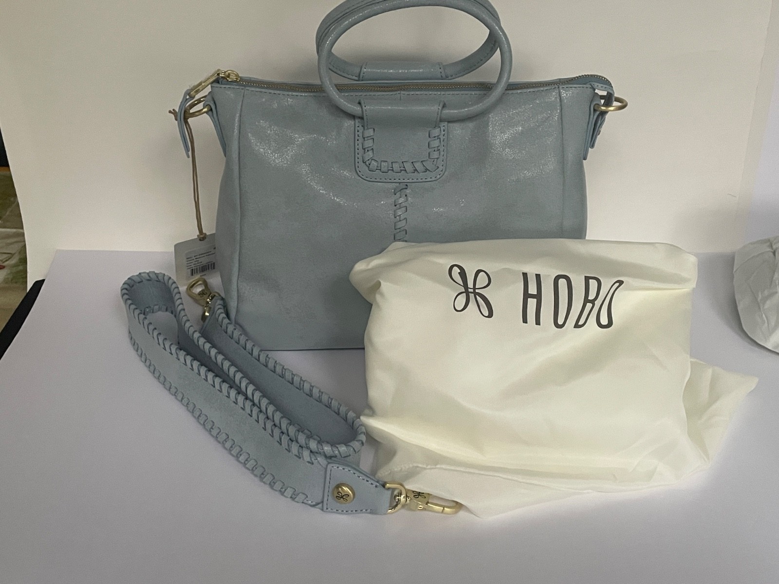 Hobo International Bag Sheila Sky Blue Medium Satchel Leather $338, NWT