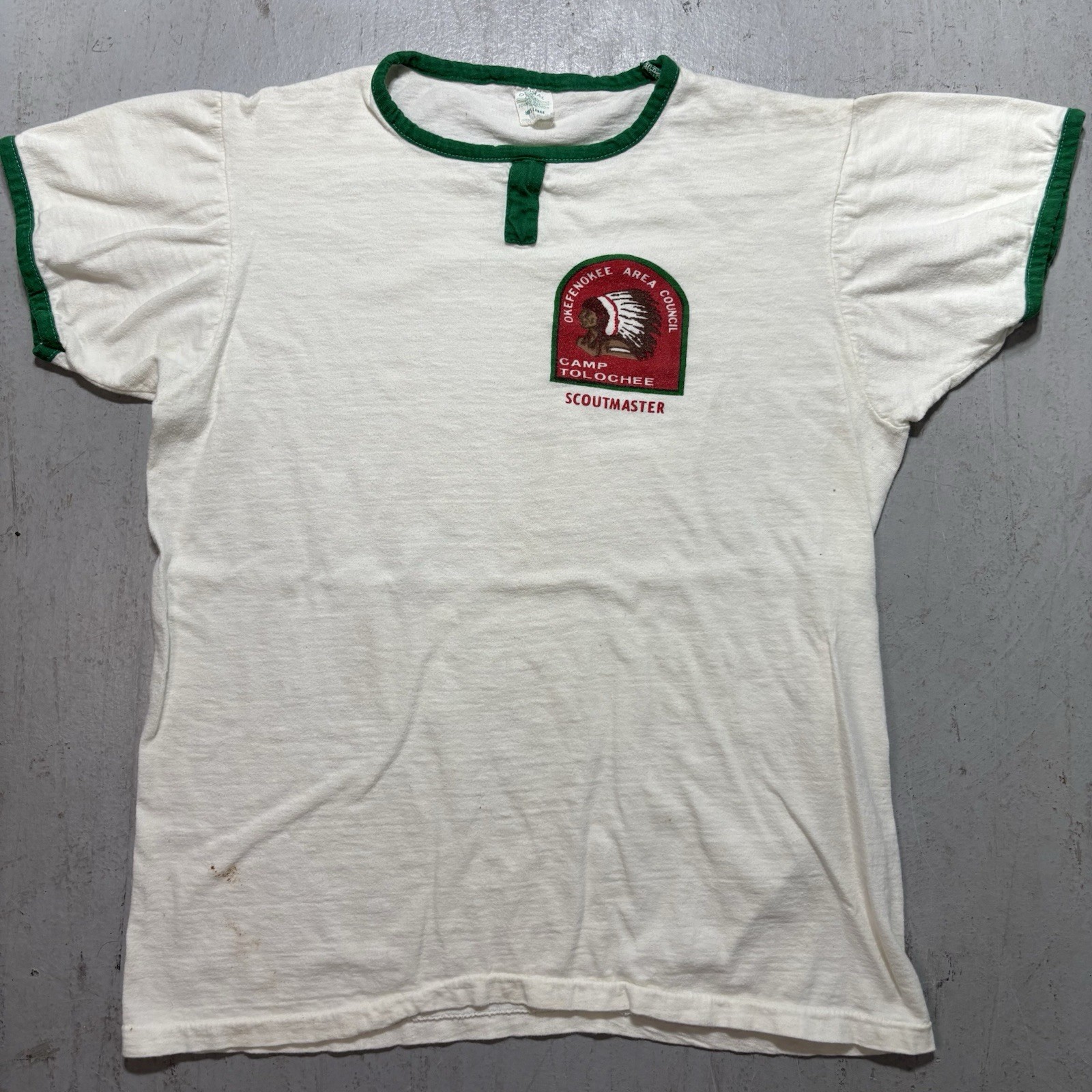 True Vintage 60s Okefenokee Camp Tolochee Scoutmaster Ringer Style T Shirt