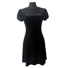 Black Velvet Lace Polka Dot Hot Topic Alt Goth Dark Coquette Emo Mini Dress S M