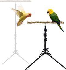 16-63 Inch Adjustable Bird Perch Stand, Natural Pepper Wood Parrot Training