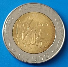 🇸🇲 SAN MARINO 🇸🇲 COIN MONETA PRE EURO 500 LIRE 1989 BIMETALLICA
