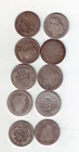 Lot of 10 Barber Dimes 1900s–1910s – 90% Silver – Mixed Dates & Grades