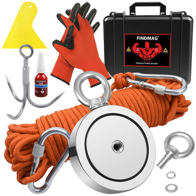 1725 lbs+ Fishing Magnet Kit, Double Sided Retrieval Magnet with Rope, Super Str