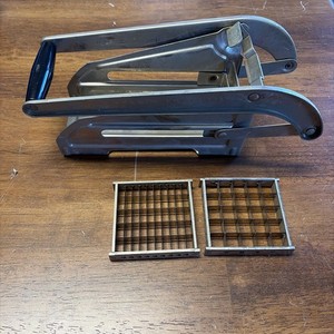 Vintage EKCO French Fry Cutter Maker Potato Vegetable Press USA Made 2 Blades