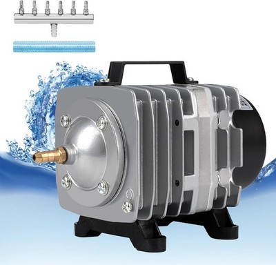 Aquarium Air Pump with Aluminum Housing, Commercial Silver 