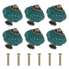 6 Packs Ceramic Knobs, Pumpkin Ceramic Cabinet Drawer Knobs, Navy Blue