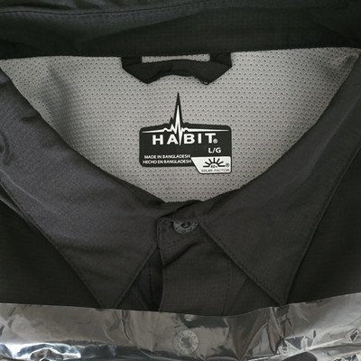 Habit Solar-Factor Men's L/G Black Solid Long Sleeve Point Collar Button-Up