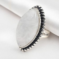 Gorgoeus Rainbow Moonstone Gemstone Handmade 925 Sterling Silver Jewelry Ring