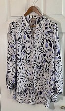 Medium Animal Leopard Multicolored Button-up Long Sleeve Blouse Top Chico's 1