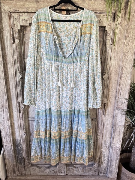 Arnhem Lucia Midi Dress Organic Cotton in Ocean size 16