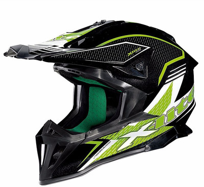 Motorrad Cross Enduro Fiber Helm X-Lite X-502 Backflip 09 schwarz glänzend grün