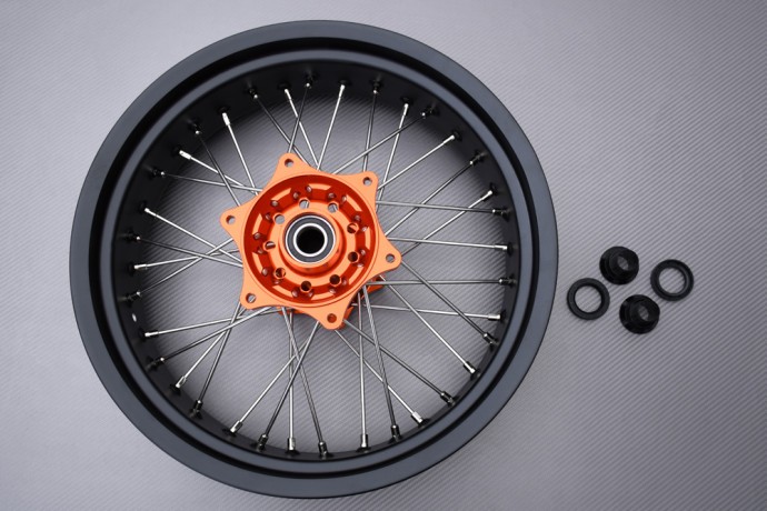 Roue arrière Supermotard orange 5x17 pour moto Husqvarna TE 150