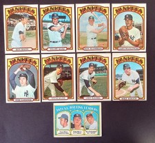 1972 Topps New York Yankees Lot: Murcer Leader #86, Roy White, Alou, Blomberg