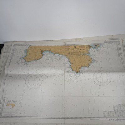 Restposten 41x Admiralität Seekarten UK Irland & Frankreich Cornwall Karten Vintage