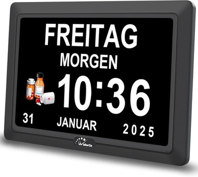 WallarGe Digitaler Demenz Uhr Großes Display für Senioren, Plug in elektrische D