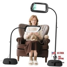 30X 10X Extra Large Floor Magnifying Glass with Light and Stand Black