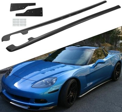 For 05-13 Corvette C6 Base ZR1 Style Side Skirts Rocker Panel Mud Flaps Matte
