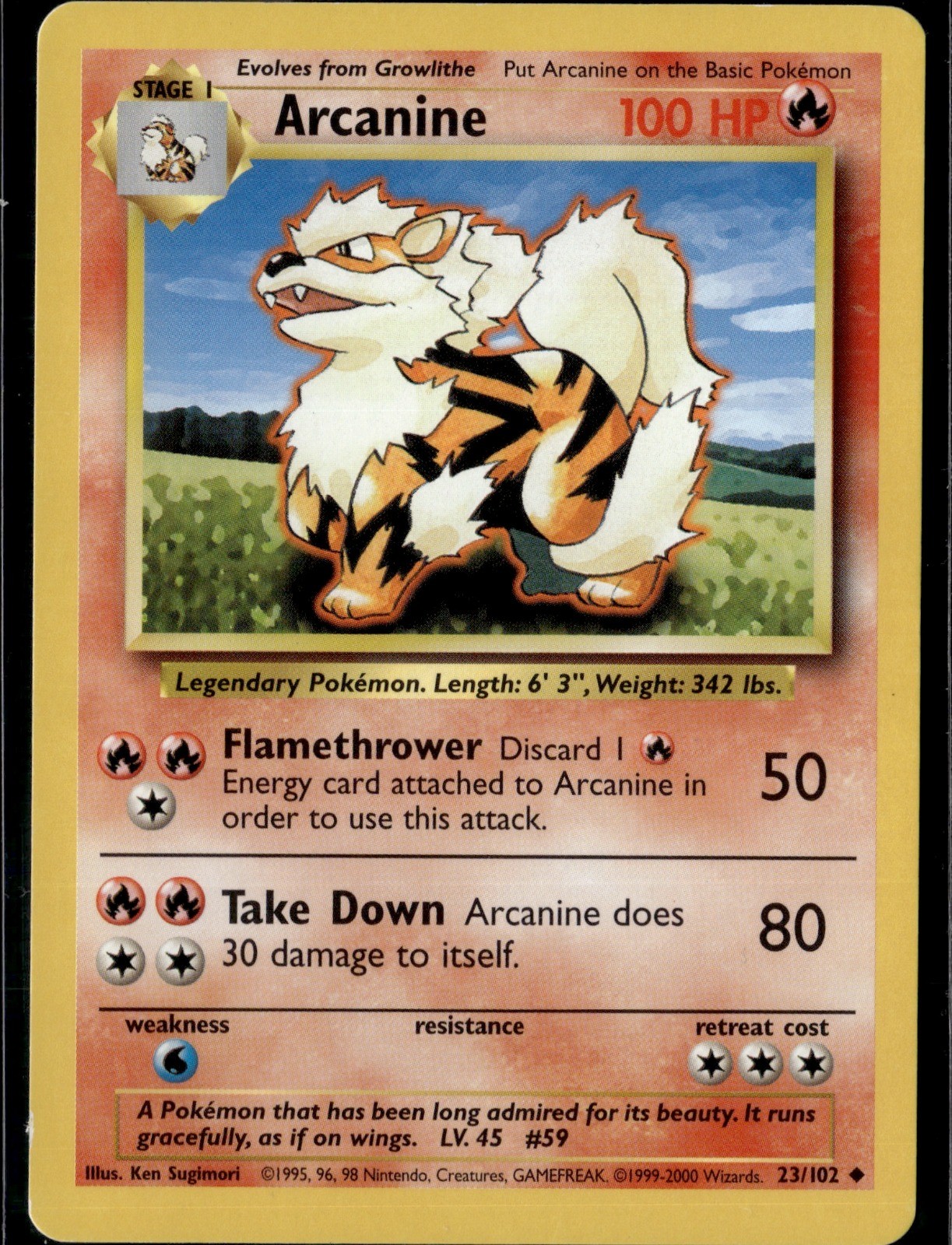 Arcanine 023/102 Unlimited Uncommon Base Set Pokemon TCG - LP