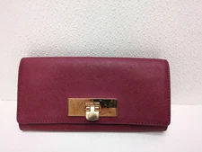 Michael Kors Travel RED Crossgrain Leather Large Trifold Wallet