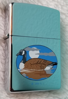 Zippo Lighter 1996 Duck in Water, Souvenir, High Polish Chrome, New